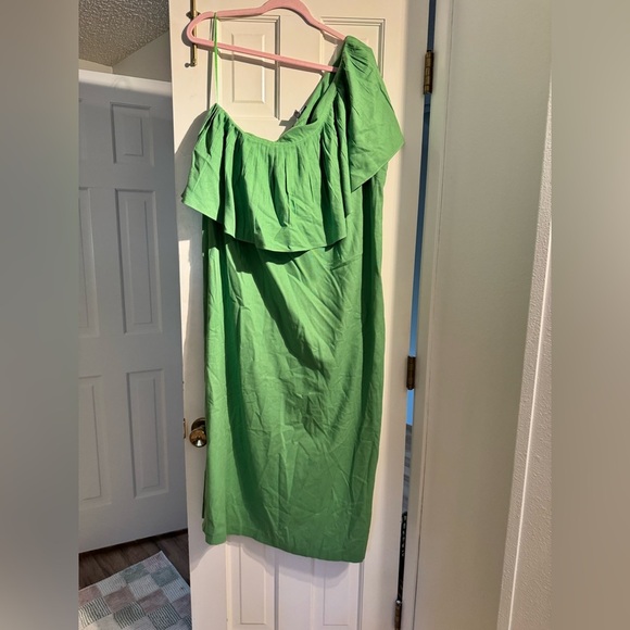 Pomander Place Tuckernuck Lime Florencia One Shoulder Ruffle Dress Plus 3X EUC - Picture 3 of 9